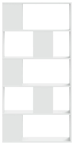 5-szintes fehér szerelt fa könyvespolc 80,5 x 23,5 x 162,5 cm