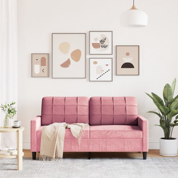 Kétszemélyes rózsaszín bársony kanapé 140 cm