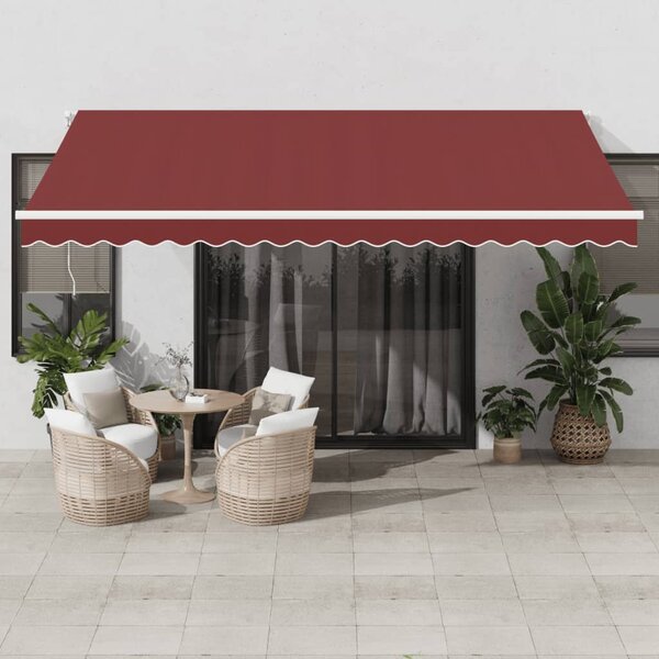 VidaXL burgundi vörös kézzel kihúzható napellenző 450 x 300 cm