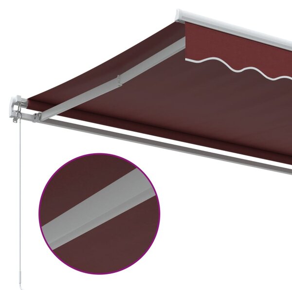 VidaXL burgundi vörös kézzel kihúzható napellenző 450 x 300 cm