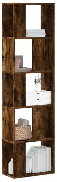 5 szintes füstös tölgy szerelt fa könyvespolc 45x23,5x162,5 cm