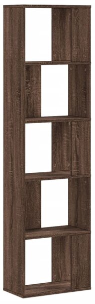 5 szintes barna tölgy szerelt fa könyvespolc 45x23,5x162,5 cm