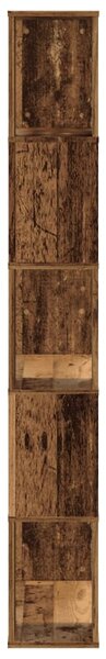 5 szintes antik fa színű fa könyvespolc 80,5 x 23,5 x 162,5 cm