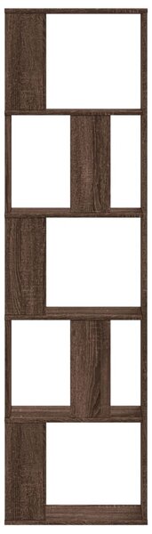 5 szintes barna tölgy szerelt fa könyvespolc 45x23,5x162,5 cm