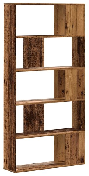 5 szintes antik fa színű fa könyvespolc 80,5 x 23,5 x 162,5 cm