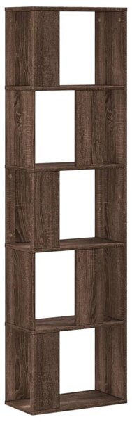 5 szintes barna tölgy szerelt fa könyvespolc 45x23,5x162,5 cm