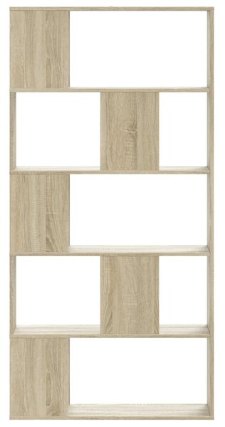 5 szintes sonoma tölgy színű fa könyvespolc 80,5x23,5x162,5 cm