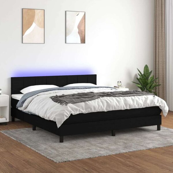 Modern Fekete Ágy - 180x200 cm - LED Világítással