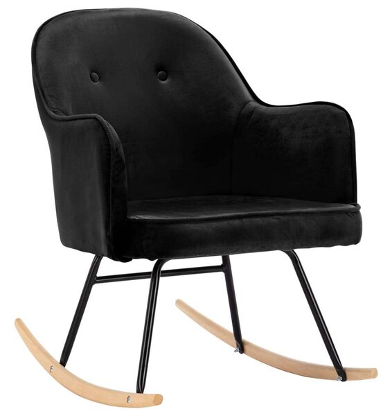 Modern Bársony Hintaszék - Fekete - 60x74x84 cm