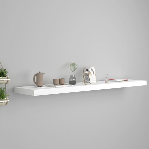 Fehér MDF lebegő fali polc 120 x 23,5 x 3,8 cm