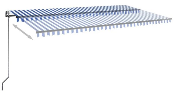 Kék/fehér automata szélérzékelős és LED-es napellenző 600x300cm