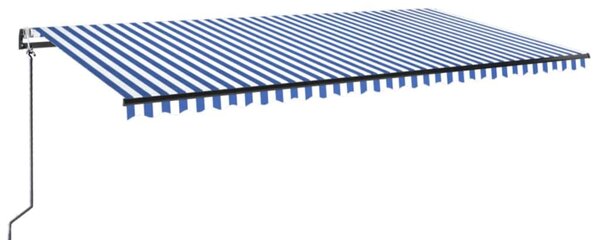 Kék/fehér automata szélérzékelős és LED-es napellenző 600x300cm