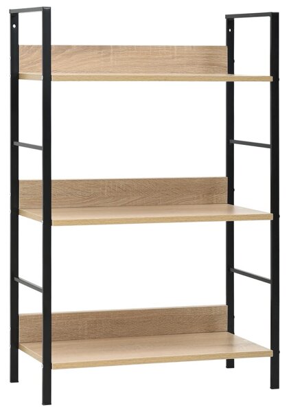 3 szintes tölgyszínű szerelt fa könyvespolc 60 x 27,6 x 90,5 cm