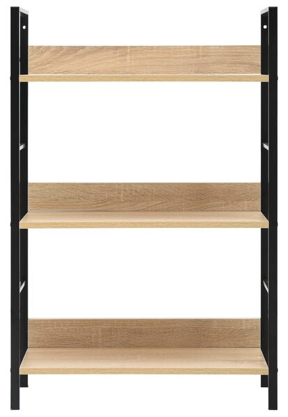 3 szintes tölgyszínű szerelt fa könyvespolc 60 x 27,6 x 90,5 cm