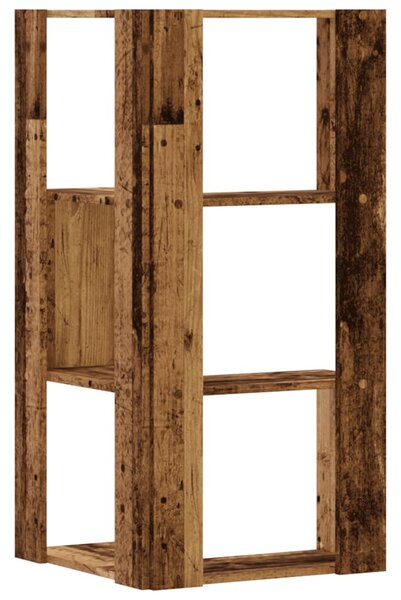 3 szintes antik fa szerelt fa sarok könyvespolc 50 x 50 x 102cm