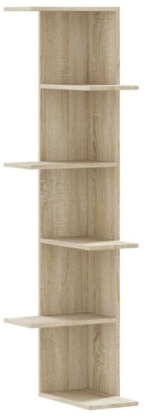 Sonoma tölgy szerelt fa fali sarokpolc 36,5 x 36,5 x 140 cm