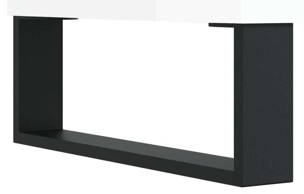 Modern Tálalószekrény - Fehér Magasfényű - Szerelt Fa - 70x34x90 cm