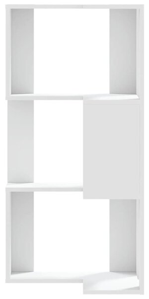 3 szintes fehér szerelt fa sarok könyvespolc 50 x 50 x 102 cm