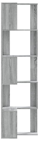 5 szintes szürke szerelt fa sarok könyvespolc 50 x 50 x 179 cm