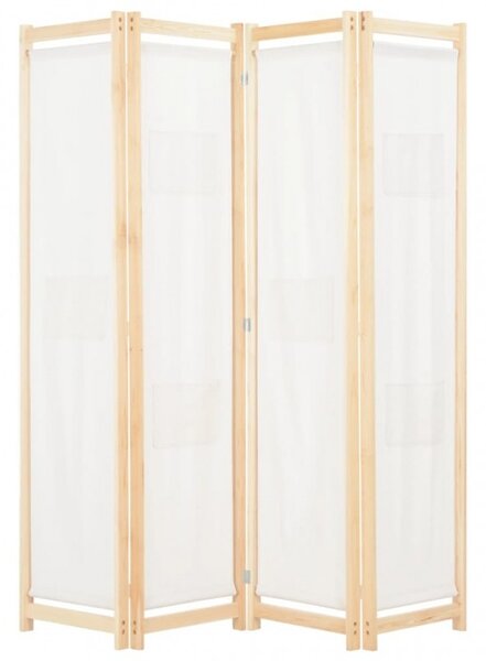 Krémszínű 4-paneles szövetparaván 160 x 170 x 4 cm