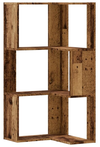 3 szintes antik fa szerelt fa sarok könyvespolc 50 x 50 x 102cm