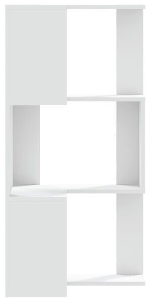 3 szintes fehér szerelt fa sarok könyvespolc 50 x 50 x 102 cm
