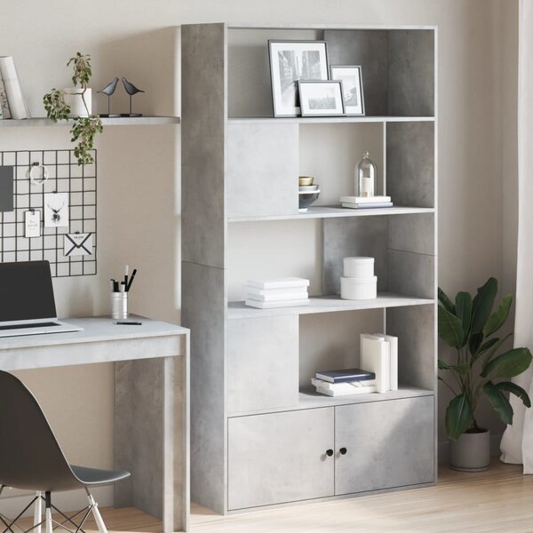 Betonszürke szerelt fa könyvespolc 100 x 36 x 189 cm