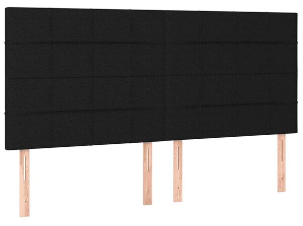 Fekete szövet rugós ágy matraccal 180 x 200 cm