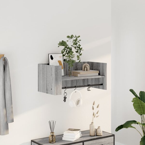 VidaXL szürke sonoma színű szerelt fa fali polc 70,5 x 35 x 30,5 cm