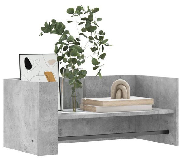 Betonszürke szerelt fa fali polc 70,5 x 35 x 30,5 cm