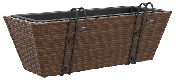 2 db barna polyrattan növénytartó horoggal