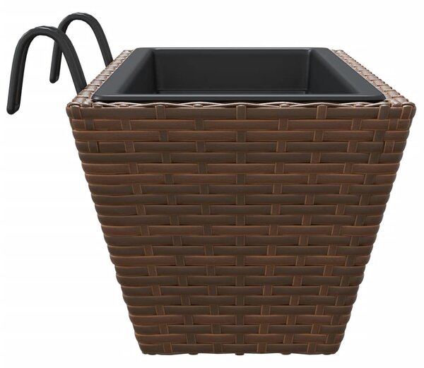 2 db barna polyrattan növénytartó horoggal