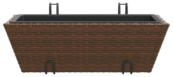 2 db barna polyrattan növénytartó horoggal