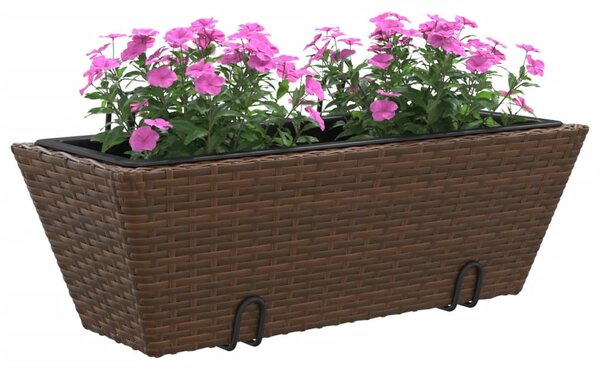 2 db barna polyrattan növénytartó horoggal