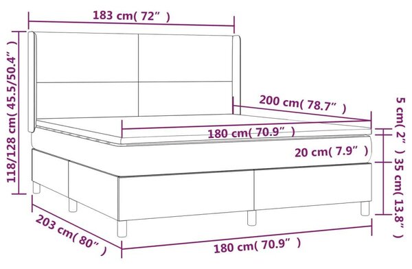 Modern LED Ágy - Műbőr - 180x200 cm