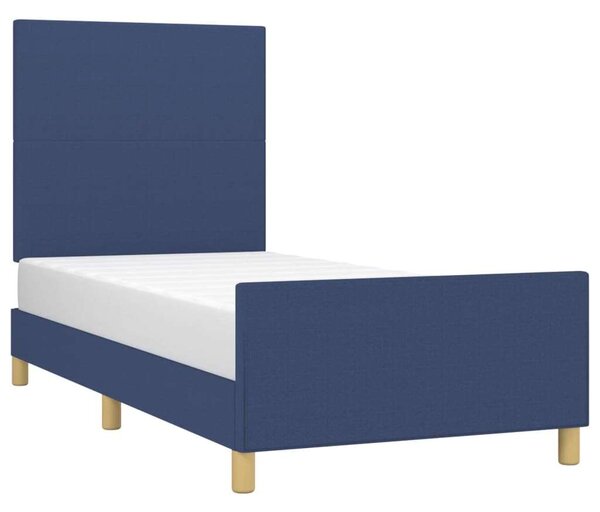 VidaXL kék szövet ágykeret fejtámlával 90 x 200 cm