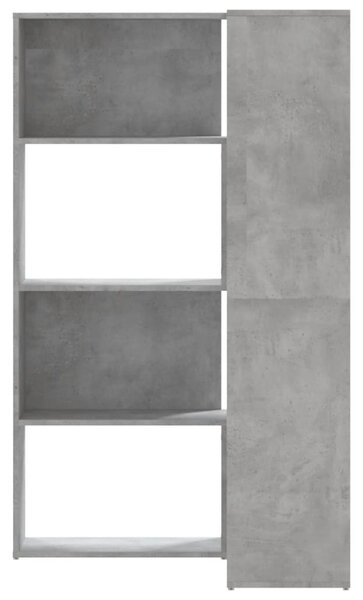 4 szintes betonszürke szerelt fa sarokkönyvespolc 85x85x140 cm