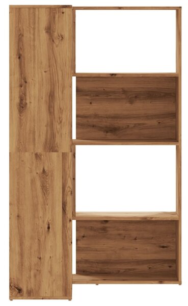 4 szintes tölgy színű szerelt fa sarokkönyvespolc 85x85x140 cm