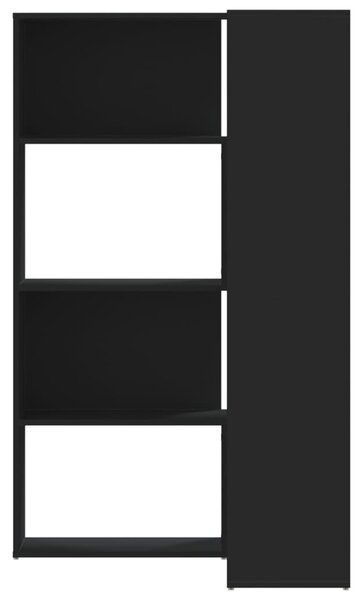 4 szintes fekete szerelt fa sarokkönyvespolc 85 x 85 x 140 cm