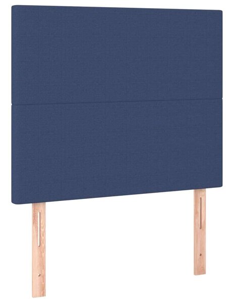 VidaXL kék szövet ágykeret fejtámlával 90 x 200 cm