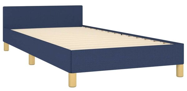 VidaXL kék szövet ágykeret fejtámlával 90 x 200 cm