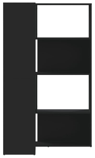 4 szintes fekete szerelt fa sarokkönyvespolc 85 x 85 x 140 cm