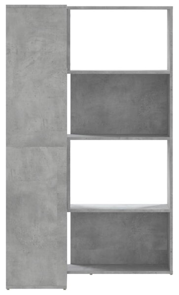 4 szintes betonszürke szerelt fa sarokkönyvespolc 85x85x140 cm