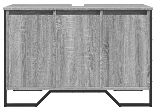 Szürke sonoma szerelt fa fürdőszobai mosdószekrény 91x35x60 cm