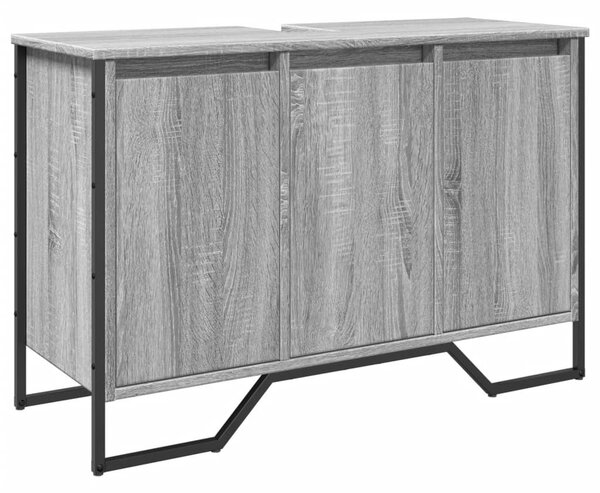 Szürke sonoma szerelt fa fürdőszobai mosdószekrény 91x35x60 cm