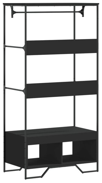 Fekete szerelt fa ruhásszekrény 90 x 50 x 180 cm