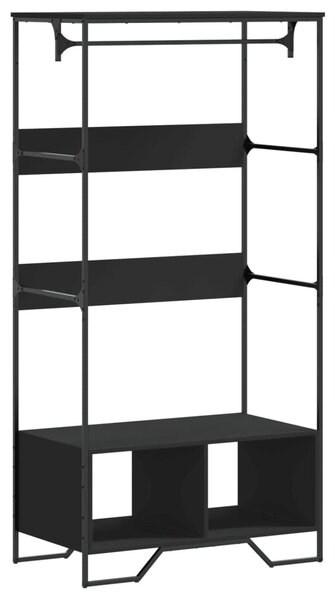 Fekete szerelt fa ruhásszekrény 90 x 50 x 180 cm