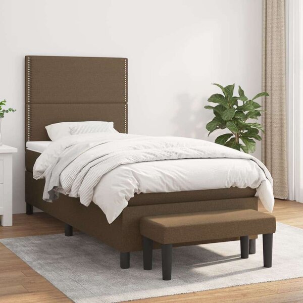 VidaXL sötétbarna szövet rugós ágy matraccal 100 x 200 cm