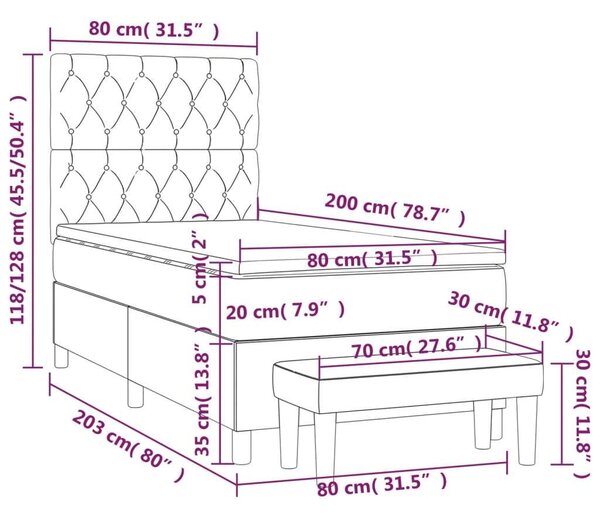 VidaXL Kék Ágy - 80x200 cm Matraccal