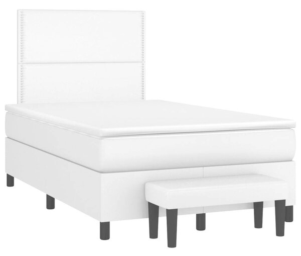 VidaXL Fehér Műbőr Ágy Matraccal - 120x200 cm